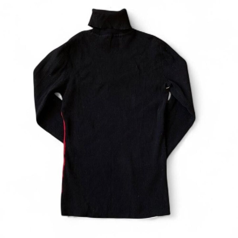 90's Colorblock Red, White, & Black Turtleneck, Ribbed Sweater. Small. - Picture 5 of 7